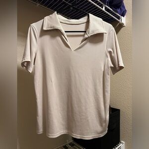Cream ribbed polo shirt
